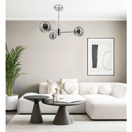 Lampa wisząca czarno-złota 3-punktowa 8044/3A ze szklanymi kloszami - Lampy Elem
